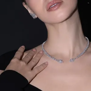 Choker XSbody Leaf Necklace Luxury For Women Girl Cubic Zirconia Neck Chain Jewellery Bridesmaid Kvinnliga bröllop smycken Brud