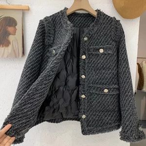 Croped Tweed Coat Women Korean Fashion Long Sleeve Autumn Winter Jacka Plus Size Lose Single Breasted Warm Vintage Overcoat 240109