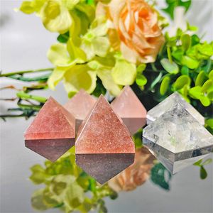 Ornamento de pedra de energia de pirâmide de cristal natural para curar e purificar minério bruto através do corte triangular casa feng shui