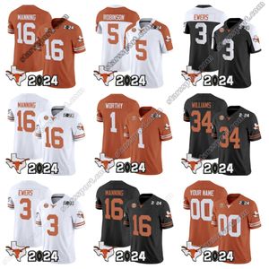 2024 Texas Longhorns Football Jersey College Quinn Ewers Arch Manning Adonai Mitchell Jonathon Brooks Xavier Worth Young Gbenda Sanders Bijan Robinson