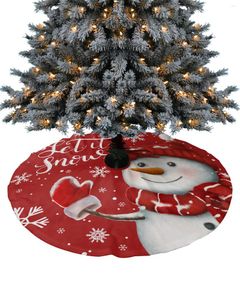 Decorazioni natalizie Gonna corta per albero di peluche da 122 cm Pupazzo di neve rosso Fiocco di neve Alberi di Natale Tappeto Tappetino Ornamenti Festa a casa