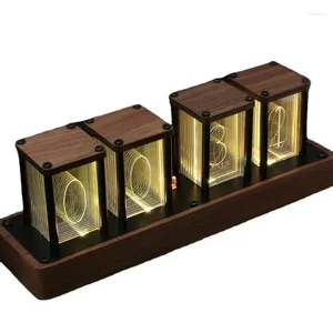 Table Clocks RGB Glow Tube Clock LED Silent Desktop Creative Watch Timer Home Decor Gifts