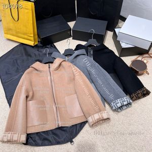 Designer Jacket Womens new wool short hooded jacket double-sided with fashionable F bagpipe coat