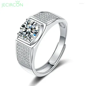 Cluster Rings Jecircon 925 Sterling Silver Moissanite Ring for Men Classic Domineering Luxury Starry Band 1 Shiny Diamond Finger Jewelry