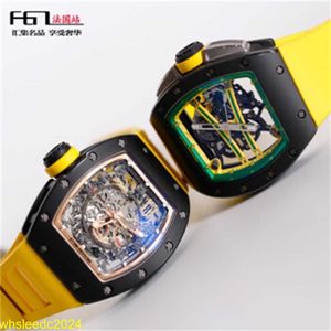 Luxury Watch Richardmiler RM61 Men's Watches Green Runway Hollow Ntpt Carbon Fiber Black Ceramic Circle Hand Mechanical Watch RM61 Green HBT5