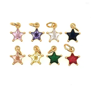 Anhänger Halsketten Mode Candy Mini Stern Bunte CZ Zirkon Vergoldet Halskette Zubehör Für Frauen Charme Feine Schmuck Machen