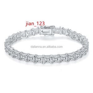 Fashion Hip Hop Gra Certified Moissanite Jewelry 925 Sterling Silver Tennis Link 4mm Princess Cut Bracelet for Women