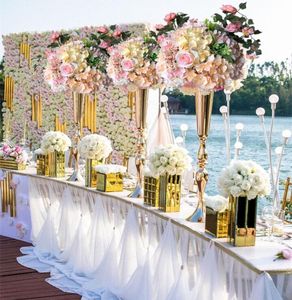 2019 Royal Gold Silver Tall Big Flower Vase Wedding Table Centerpieces Decor Party Road Blomma Holder Metal Flower Rack för D5758616