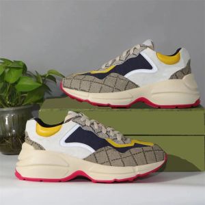 Tasarımcı Rhyton Sıradan Ayakkabı Kadın Erkek Sneakers Eski Baba Eğitmenleri Vintage Orijinal Deri Chaussures Ayakkabı Platformu Artırma Boş Zaman Sneaker 36-45 OP