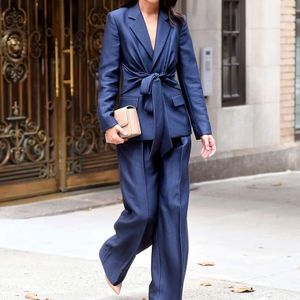 ネイビーブルーの女性スーツファッションストリートスタイルのパワーマザーオブザブライドスーツイブニングパーティーフォーマル衣装ウェディングウェア240108