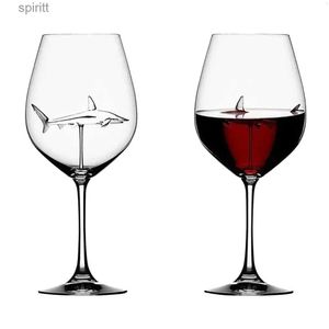 Bicchieri da vino Squalo di cristallo europeo Tazza di vino rosso Bottiglia di vino Tacco alto Squalo Tazza di vino rosso Regalo della festa nuziale YQ240105