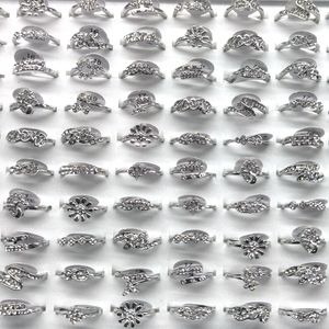 50pcs/lot Mixed Models Rhinestone Paved Women's Rings Gold Color Silver Color For Choose