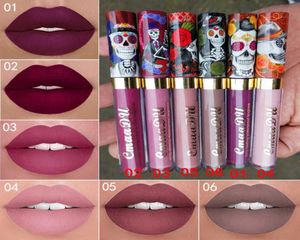 CmaaDu Totenkopf-Muster, matt, Lipgloss, langlebig, wasserdicht, Lipgloss, modisch, langlebig, samtige Lippen, Make-up-Produkte3116541