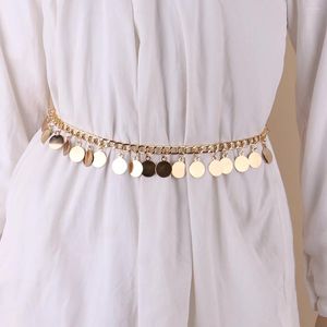 Belts Fashion Gold Chain Woven Hanging Buckle Ladies For Women Round Coin Waist Summer Decorate Girdle Collocation Dress Shirt