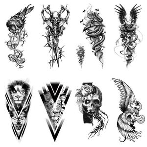 XQB New Black Skull Animal Eagle Snake Water Transfer Tattoo Simulation Disposable Sticker