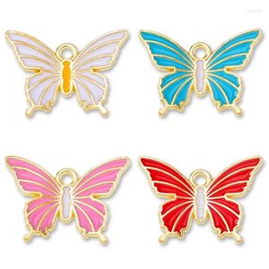 Charms 10st Fashion Emamel Butterfly Pendant For Jewelry Hittade DIY Kvinnors halsband Ryggsäck Key Chain Handgjorda förnödenheter