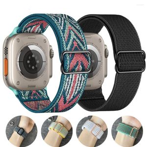 Assista Bandas 42 44 45mm Elastic Nylon Scrunchie Strap para IWO Série 7 8 Smart I7 W37 T500 W27 T900 I8 Pro DT100 X8 XS8 Max 49mm Ultra