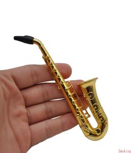 Conjunto de tubos de metal kit grande grande saxofone trompete alto-falante forma sax cachimbos fumar erva cigarro cachimbo com telas malha filte4512123
