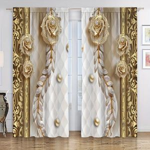 2pcs 3D Threedimensional Flower Pattern Curtain For Living Room Grommet Top Window Treatment Set for Study and Home Decor 240109