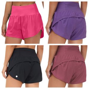 LUwomen-1170 High-waisted Running Shorts Women Yoga Fitness Quick-drying Shorts With Zipper Pockets Sports Shorts
