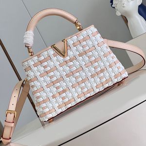 Designerväska vävd tygväska Cross Body Purse äkta läderkrokodilmönster axelhandväskor handväska klaff lyxväska topp spegel kvalitet dyra