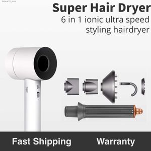 Hair Dryers Professional Hair Dryer 6 in 1 Hairdryer With Curling Barrel Styling Tools Hair Care Styling High Speed Hair Dryers Salon Q240109