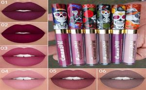 Neues Make-up CmaaDu Matte 6 Farben Flüssiger Lippenstift, wasserdicht und langlebig, Totenkopf-Tupe-Lippenstifte, Lippen-Make-up, Lipgloss3439137