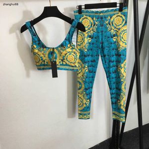 luxurious women tracksuit designer clothing for ladies summer high quality Flower print camisole+elastic skinny leggings Jan 09