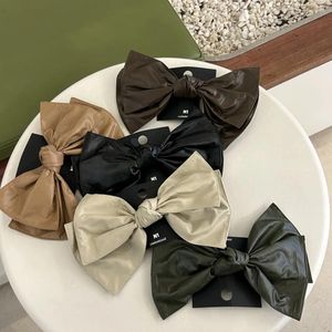 Hair Clips Arrived Elegant French Large Bowknot Spring Clip Simple Retro Leather Accessories For Woman Girls