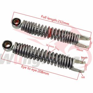 Motorcycle Suspension Shock 208mm Rear Shocker Spring Damper For Yamaha 50 PW50 PY50 Y-Zinger Motorbike Motorcross Bicycle Scooter Buggy Quad Pro Pit Dirt Bike Bull