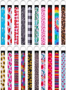 Wristband Keychains Floral Printed Key Chain Neoprene Key Ring Wristlet Keychain Party Favor Festive Party Supplies GH11219157367