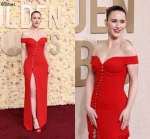 Rachel Brosnahan 2024 Golden Globe Awards Alfombra roja Vestidos de celebridades Sexy fuera del hombro Botones Vestidos de noche formales Vestido de fiesta largo con abertura lateral CL3191