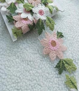 5ヤード美しい刺繍花レースシフォンファブリックトリム縫製のためのdiyブライダルドレスドールベビー服3940292