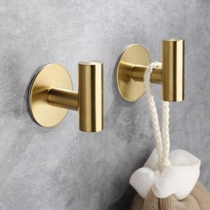 MR AND MS-Golden Brushed Coat Hangers Wall Mounted Hook For Home Self Adhesive Bathroom Rack 2/4pcs 240108