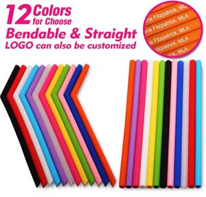 25cm Reusable Silicone Straws Food Grade Ecofriendly Silicone Flexible Bent Straight Thicken Drinking Straws Cleaner Brush Party 3174198