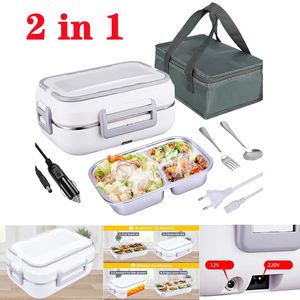 220V Home Car Truck Mini ryż ogrzewanie Electric Lunch Portable Parower Food Pojemnik termiczny Zestaw podróży biurowych 240109