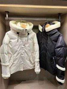 Piumino con cappuccio Mackage Patchwork addensato resistente al freddo Cappotto di media lunghezza Giacca a vita da sci