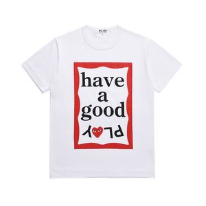 Tasarımcı Tee Men's Tcom des Garcons Logo Red Heart Kısa Kollu T-Shirt Beyaz XL Marka