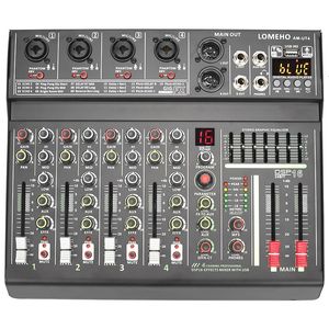 LOMEHO 4-Mono-Kanal-Mischpult, 7-Band-EQ, 48 V, 16 Effekte, Karaoke-Stummschaltung, DJ-Fernbedienung, Bluetooth-Audio-Sound-Mixer, AMUT4 240110