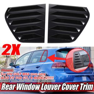 New 2X Glossy Balck Car Rear Window Louver Shutter Cover Trim For VW GOLF 6 MK6 MK6.5 GTI GTD R Window Louver Side Vent 2010-2014