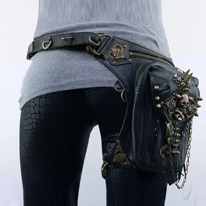 Motocicleta vapor punk cintura perna hip cinto banana mensageiro bolsa de ombro saco da cintura do telefone móvel fanny packs pacote para mulheres gótico 240110