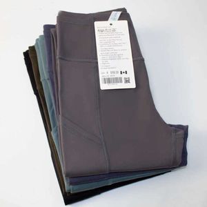 Lu Lu Leggings tascabili da yoga a vita alta in tinta unita con pantaloni in vita Pantaloni sportivi da donna con sensazione nuda Elastico da corsa all'ingrosso di alta qualità