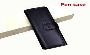 Luxo preto couro caneta saco portátil único e duplo rollerball caneta esferográfica titular de alta qualidade artigos de papelaria penc1293639