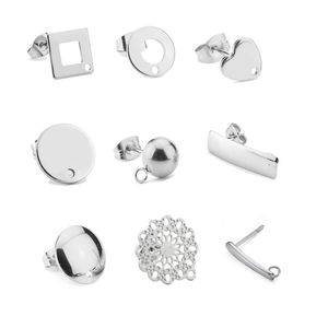 Halsketten 120 teile/los Großhandel Dull Silber Farbe Bar Form Edelstahl Stud Ohrring für Diy Schmuck Machen Korea Erkenntnisse