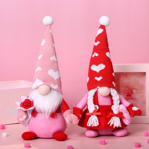 Güzel Sevgililer Günü Dekor Bebeği Yüzsüz Gnome Bebek Kırmızı Gül Partisi Favor Pembe Kalp Rudolph Bebek Dekorasyonu Sevgili Toptan Satış