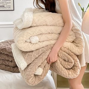 Клетчатое одеяло, шерстяное флисовое теплое зимнее одеяло для взрослых, детский чехол для дивана, пуховое одеяло, плюшевое зимнее покрывало для кроватей 240109