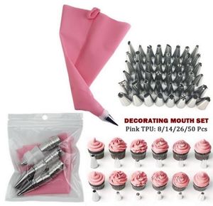 50 pzset Kit di decorazione per torte Forniture Set di strumenti Punte per tubazioni Ugelli per sacchetti di glassa per pasticceria Set da forno Borsa per fiori Bocca spremuta8029990