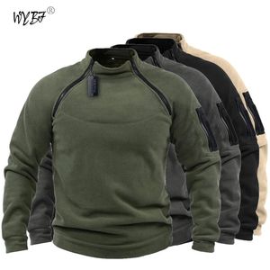 US SWAT Mens Tactical Outdoor Polar Fleece Jacket Roupas de Caça Quente Zíper Pulôver Homem Casaco À Prova de Vento Térmico Caminhadas Camisola 240110