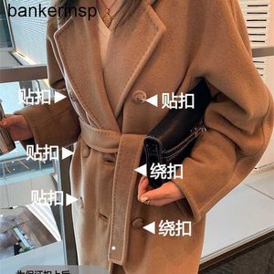 Luxury Coat Maxmaras 101801 Pure Wool Coat 10801 High end Imported Camel Double breasted Double sided Cashmere Coat for Women's Long Cocoon Woolen CoatNFB3