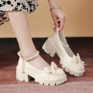 Lolita Schuhe Frauen im japanischen Stil Mary Jane Vintage flache High Heels klobige Plattform Cosplay weibliche Sandalen 240110